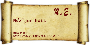 Májer Edit névjegykártya